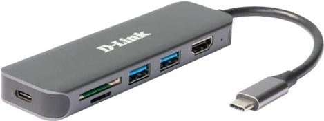 D-Link DUB-2327 replicatore di porte e docking station per notebook Cablato USB tipo-C Grigio (6-IN-1 USB-C HUB W HDMI - CARD R