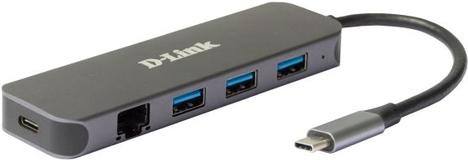 D-Link DUB-2334 replicatore di porte e docking station per laptop Cablato USB tipo-C Grigio (5-IN-1 USB-C HUB - W 1G ETHERNET/P