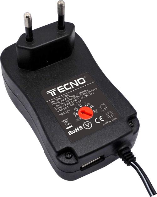 TECNO ALIMENTATORE UNIVERSALE 30W 3-12V 1A TC-7029