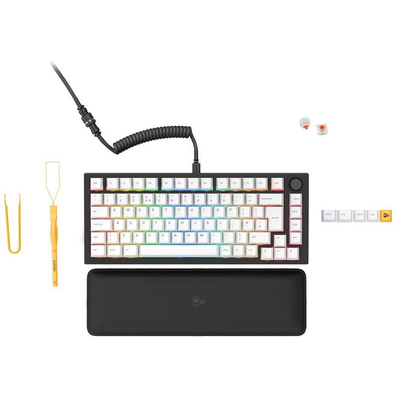 Glorious GMMK Pro 75 USB Gaming Keyboard Fox Switch White Keycaps Black Frame Pr