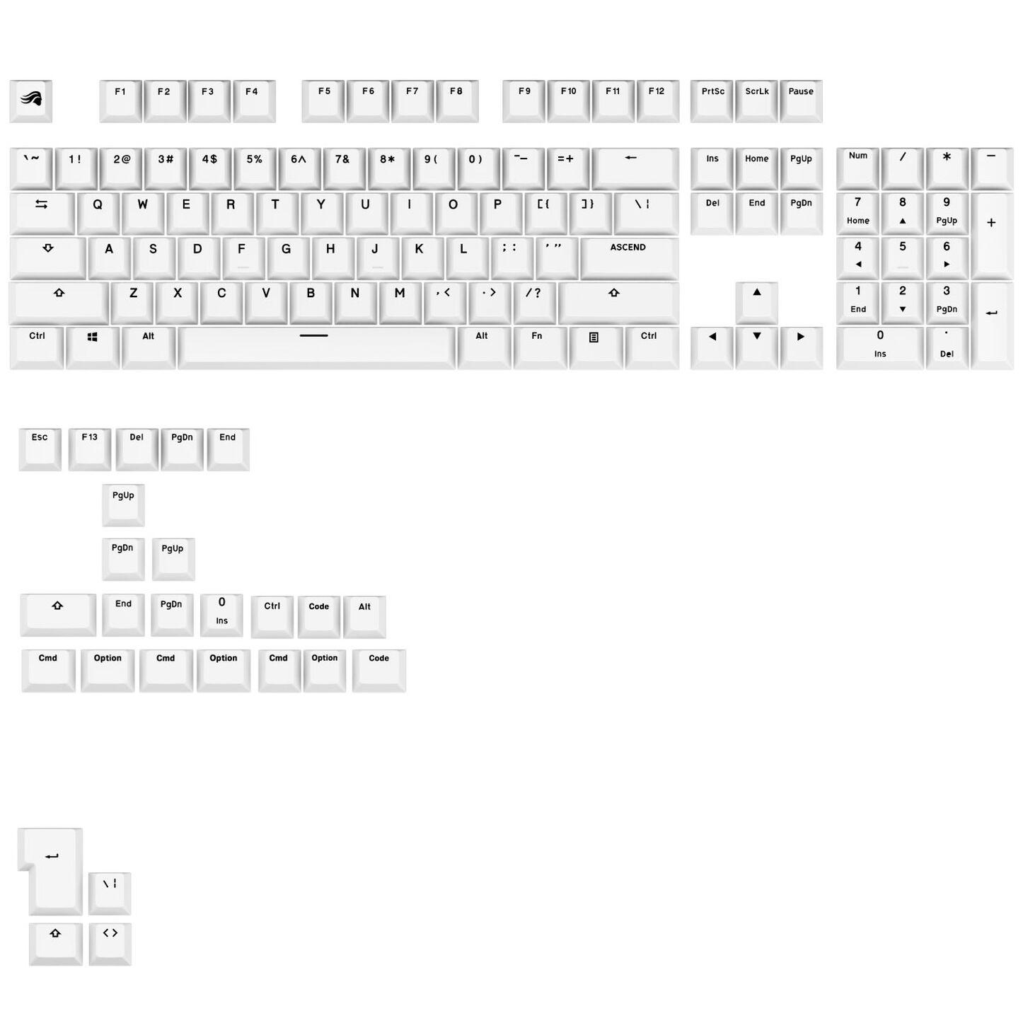 Glorious PC Gaming Race GPBT Basics KeyCaps ANSI Layout US PBT Dye-Sub-Classic White (Glo-KB-Acc-Kc-Gpbt-Ba-Cwht-US)
