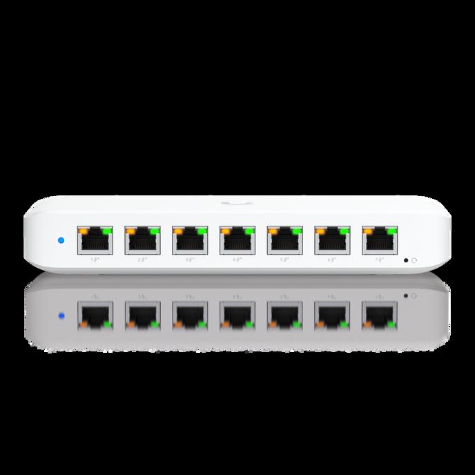 Ubiquiti - USW-Ultra - UniFi 8 Port Layer 2 switch with 7 GbE PoE+ output ports, 1 GbE PoE++ input port for power, 210W total P