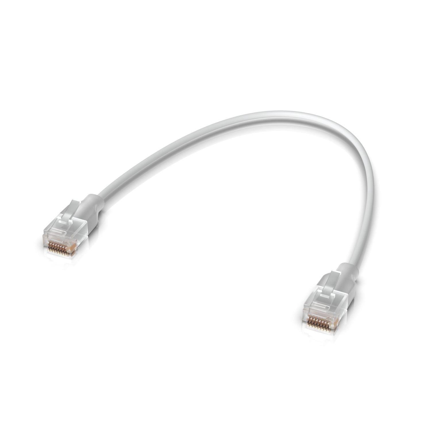 Ubiquiti UACC-Cable-Patch-EL-0.3M-W cavo di rete Translucent, Bianco 0,3 m Cat6 (Nano-thin patch cable with - 2.5 GbE support d