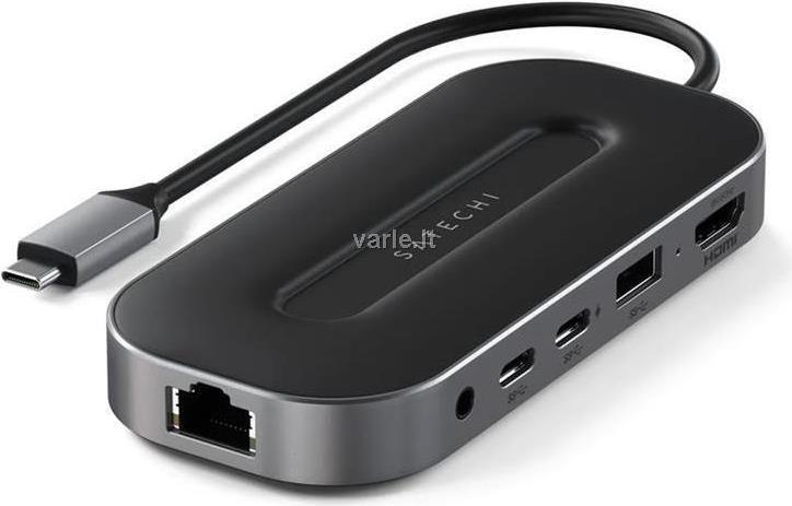 Satechi ST-U4MGEM replicatore di porte e docking station per laptop Cablato USB4 Nero, Grigio (Satechi USB4 Multiport Adapter w