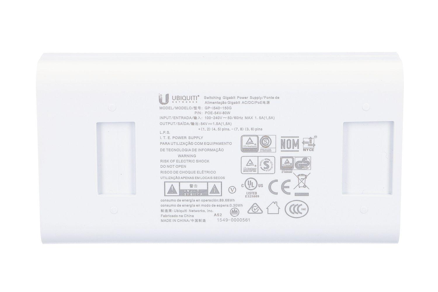 Ubiquiti POE-54-80W-G | Alimentatore PoE | 54V, 1,48A, 80W, Gigabit