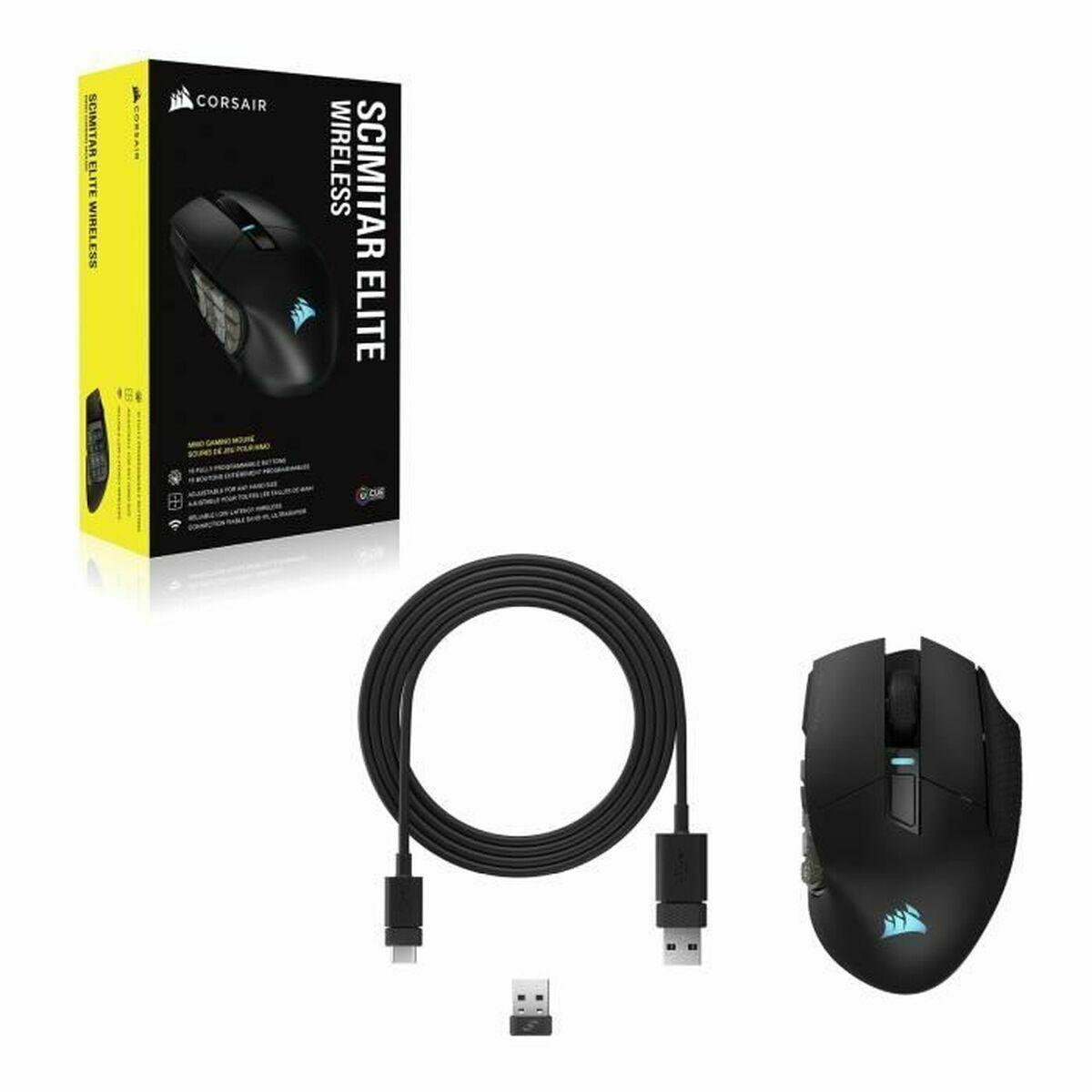 Corsair SCIMITAR ELITE WIRELESS mouse Mano destra RF Wireless + Bluetooth + USB Type-C Ottico 26000 DPI (CORSAIR SCIMITAR ELITE