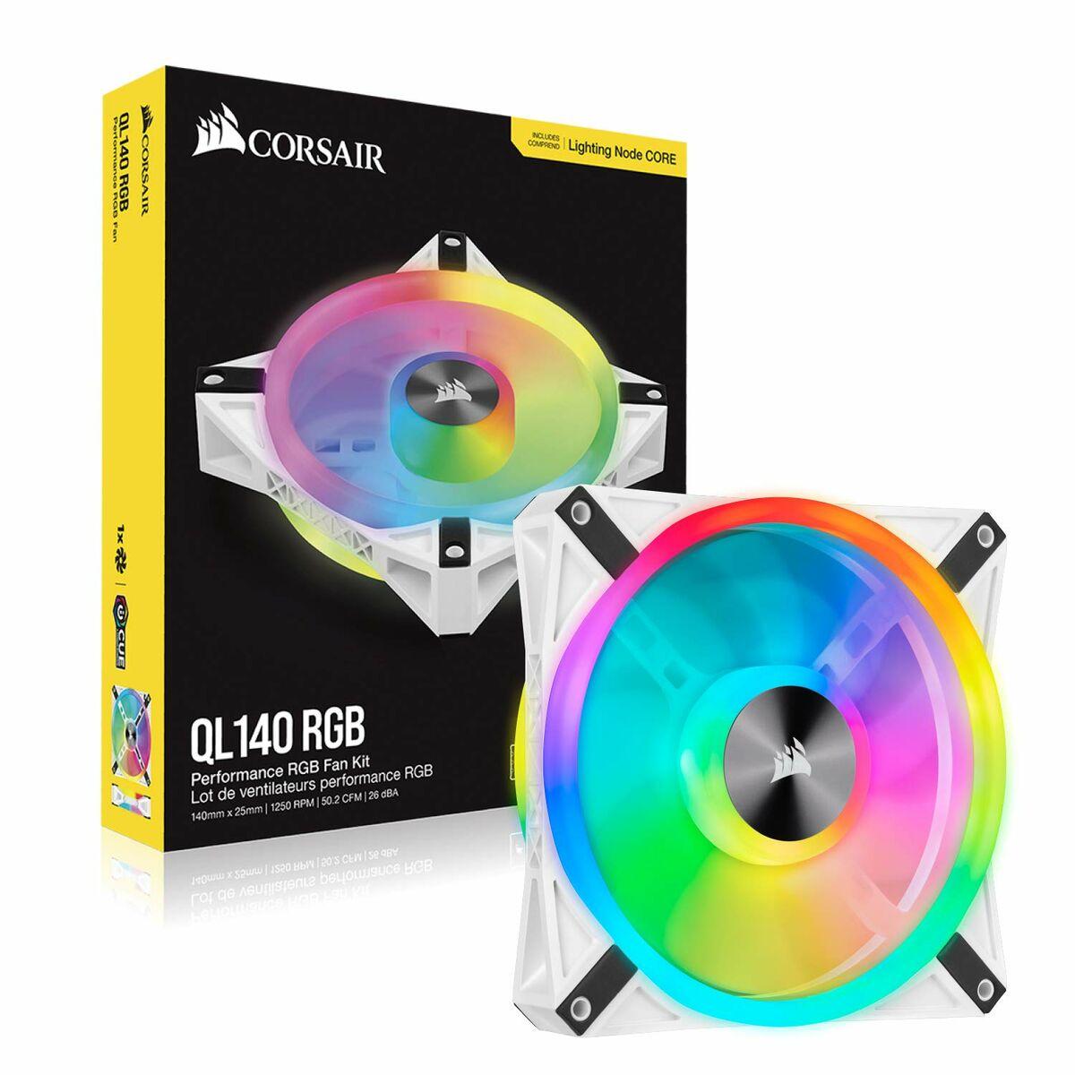 Corsair iCUE QL140 Case per computer Ventilatore 14 cm Bianco (Corsair iCUE QL140 White with Addressable RGB PWM Fan -140mm)
