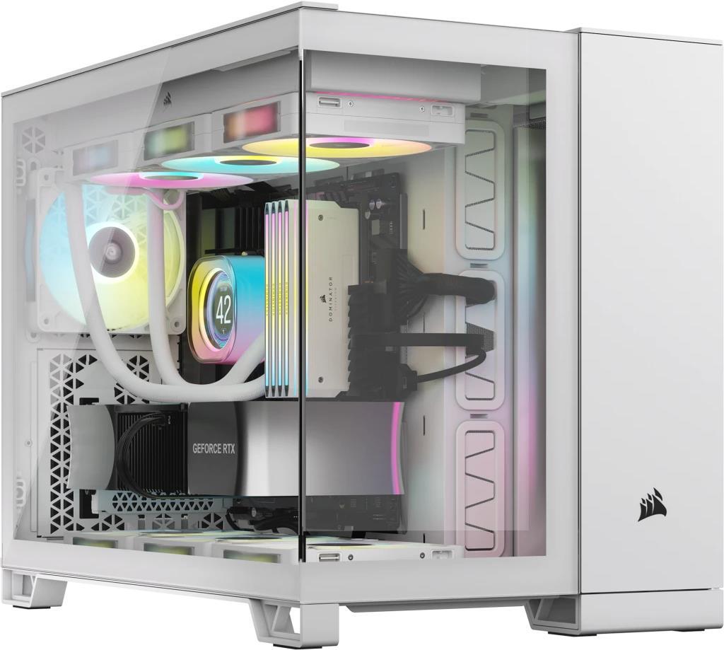Corsair 2500X RGB Micro Tower Bianco (Corsair 2500X RGB Dual Chamber Gaming Case w/ Glass Side & Front, Micro ATX, 2x RGB Fans,