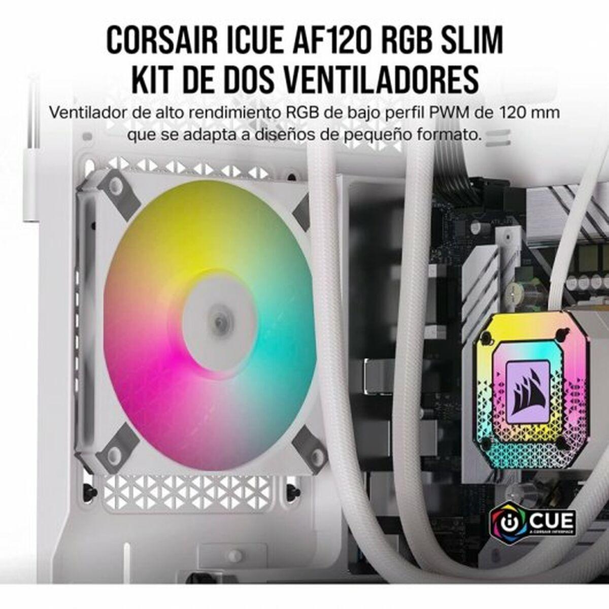Corsair AF120 RGB Slim Case per computer Ventilatore 12 cm Bianco 2 pz (Corsair AF120 RGB SLIM 120mm RGB PWM Fan Dual Pack - Wh