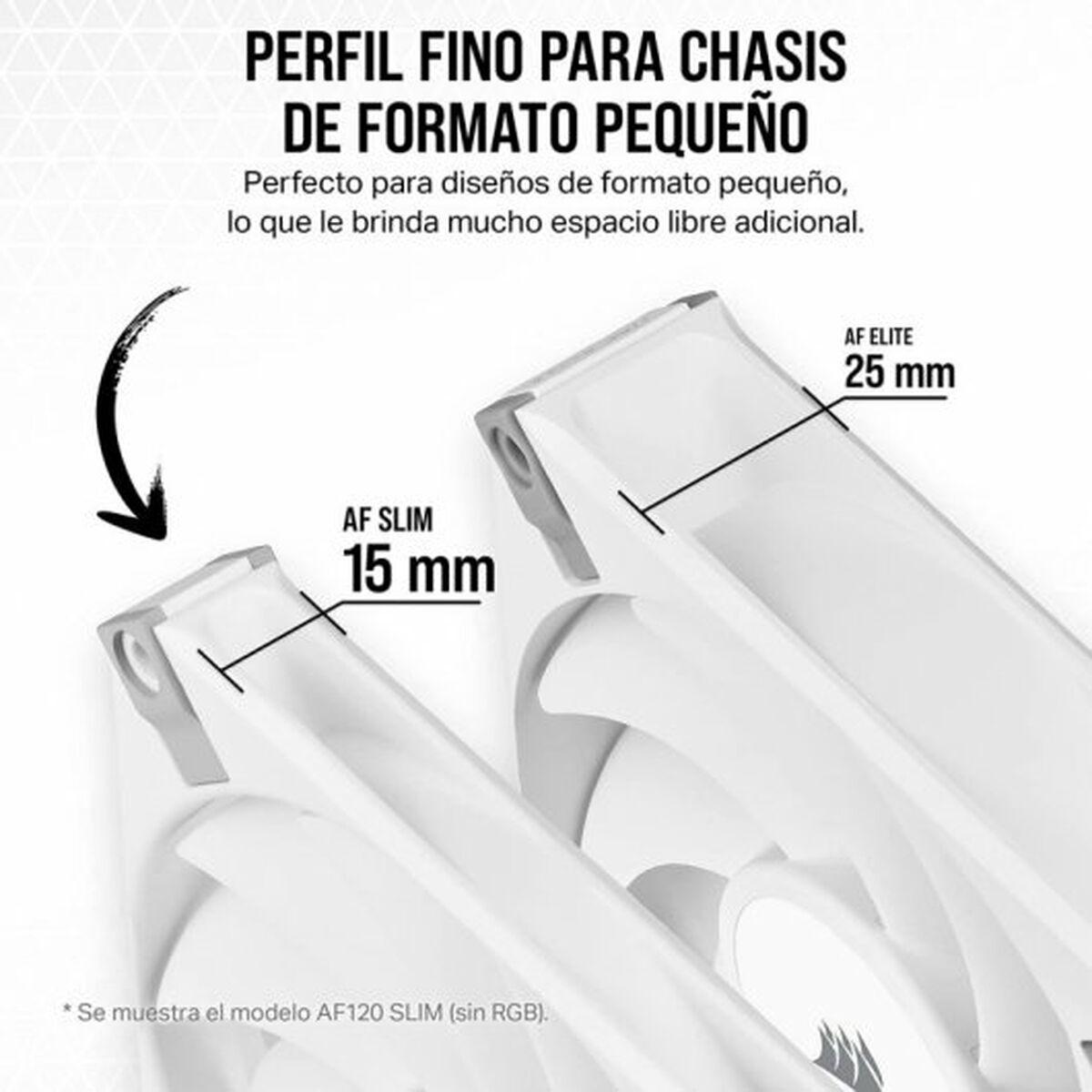Corsair AF120 RGB Slim Case per computer Ventilatore 12 cm Bianco 2 pz (Corsair AF120 RGB SLIM 120mm RGB PWM Fan Dual Pack - Wh