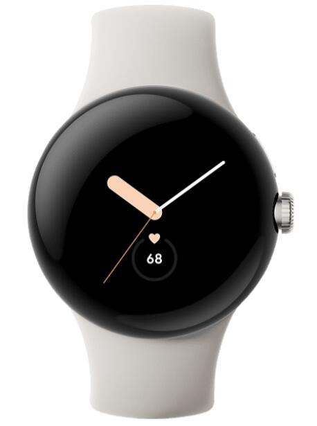 Google Pixel Watch (LTE) - 41 mm in argento lucido con cinturino sportivo color gesso