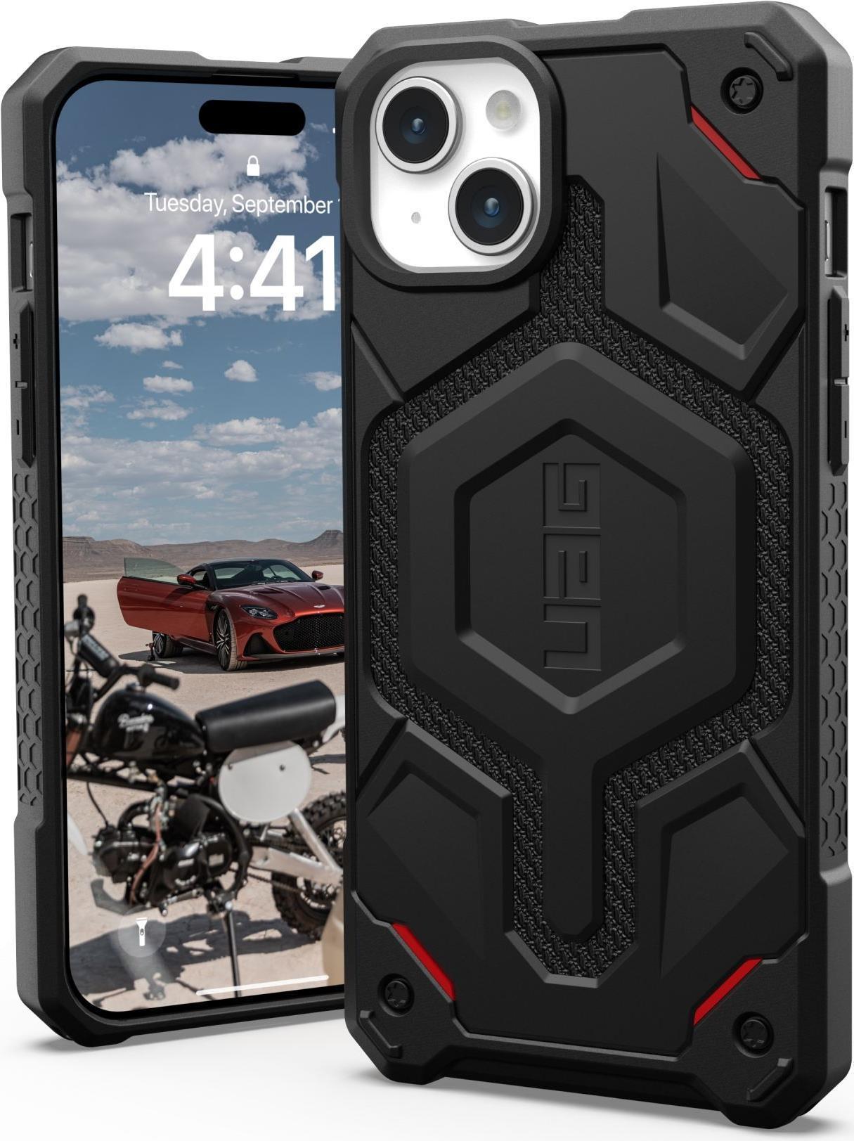 Custodia UAG Urban Armor Gear Monarch MagSafe Apple iPhone 15 Plus kevlar nero