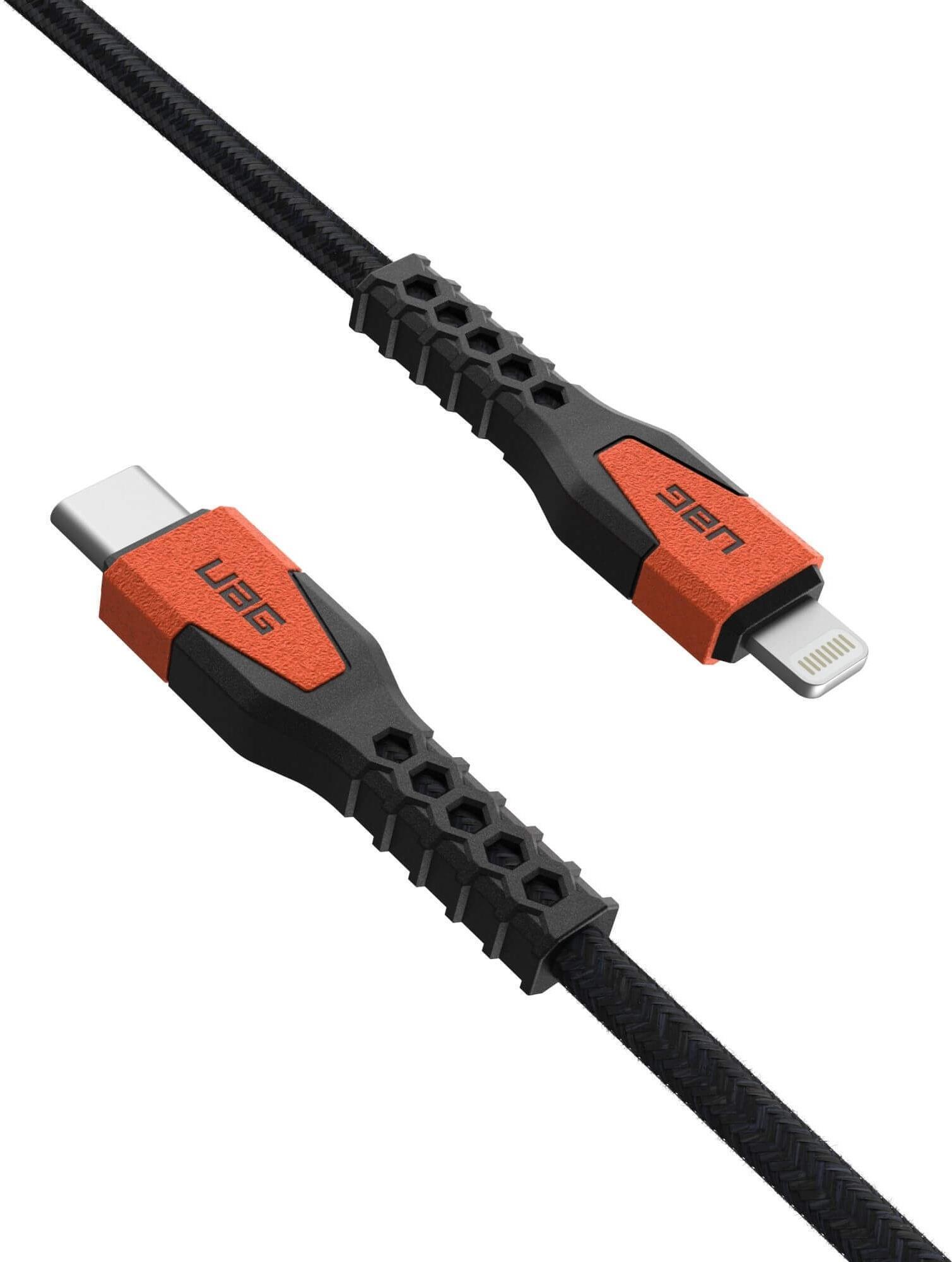 Urban Armor Gear UAG Rgd Kvlr USBC-Ltng Cbl 5ft Black/Ora 15 m Nero Arancione (UAG KEVLAR - Lightning cable - 24 pin USB-C male