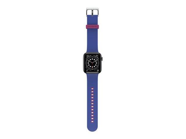 OtterBox - Cinturino per smart watch - antimicrobica - stainless steel, silicone a infuso-argento - blueberry tarte - per Apple
