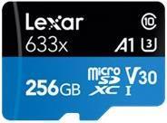 Lexar 633x 256 GB MicroSDXC UHS-I Classe 10 (256GB Lexar 633x HS microSDXC UHS-I C10 with Adapter)