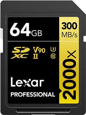 Memoria flash Lexar Professional 2000x 64 GB SDHC UHS-II Classe 10 (Professional 2000X Gb Sdhc - Uhs-Ii Class Warranty: 12M) [L