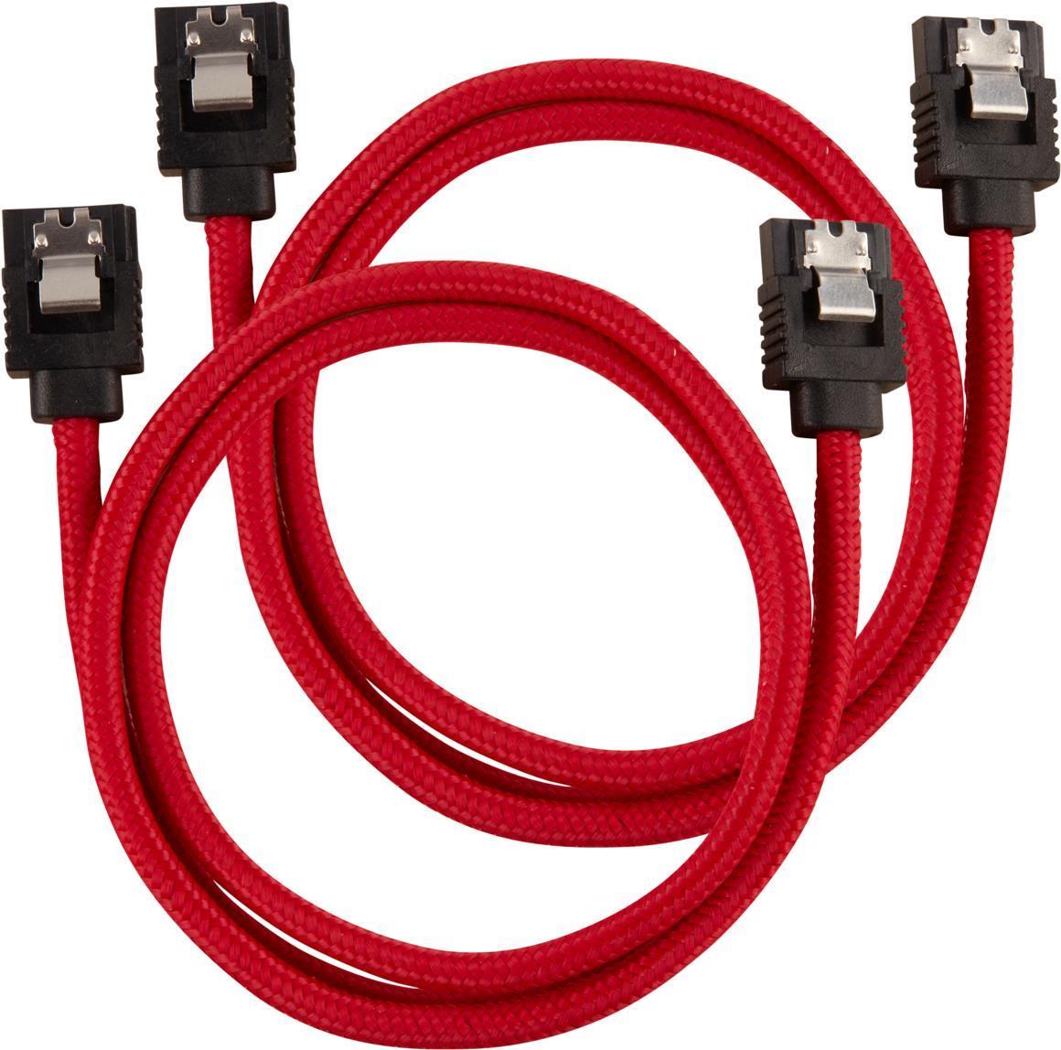 Corsair CC-8900254 cavo SATA 0,6 m Nero, Rosso (CORSAIR Premium Sleeved - SATA-kabel -)