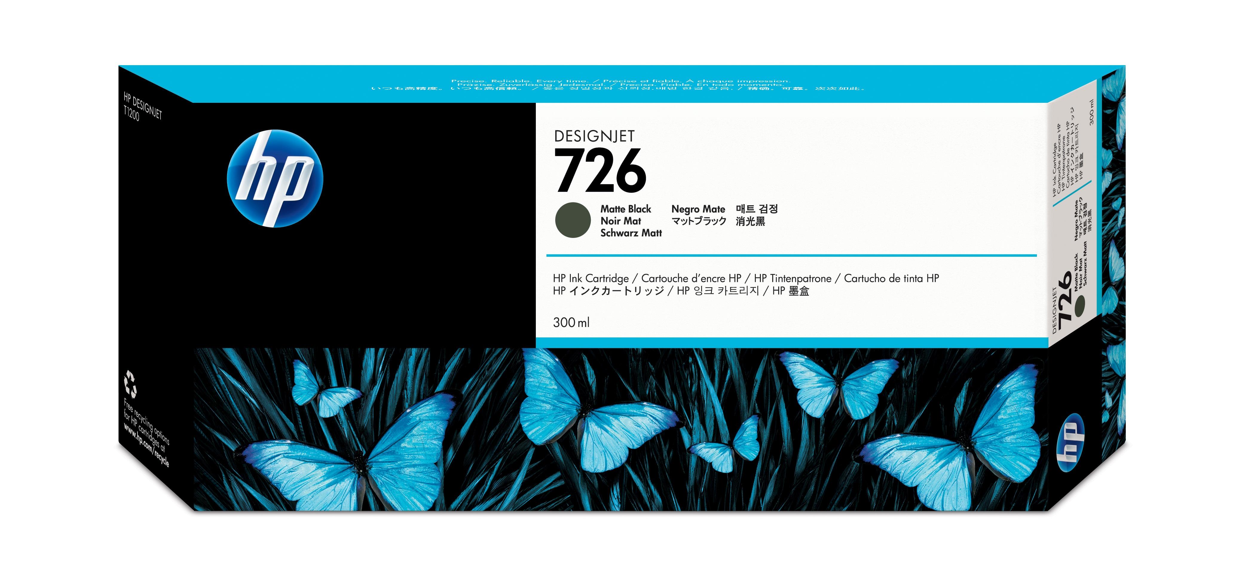 HP Cartuccia inchiostro nero opaco Designjet 726 300 ml