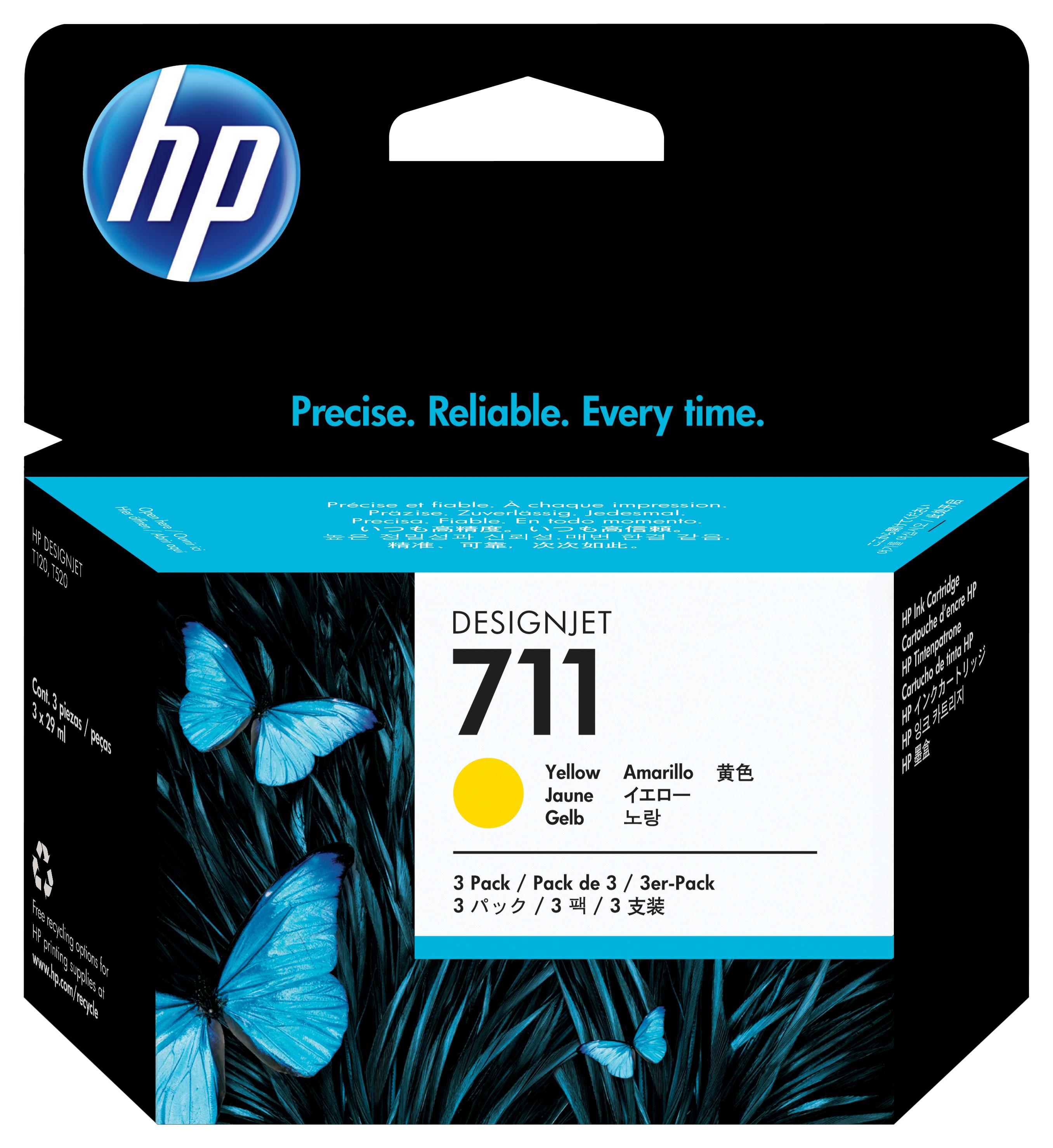 HP Confezione da 3 cartucce di inchiostro giallo DesignJet 711 29 ml