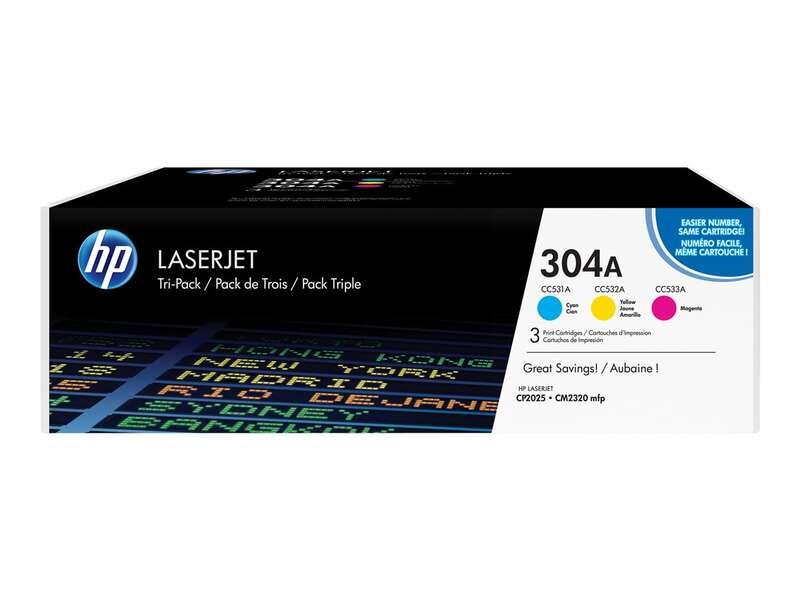 HP Confezione da 3 cartucce originali di toner ciano/magenta/giallo LaserJet 304A