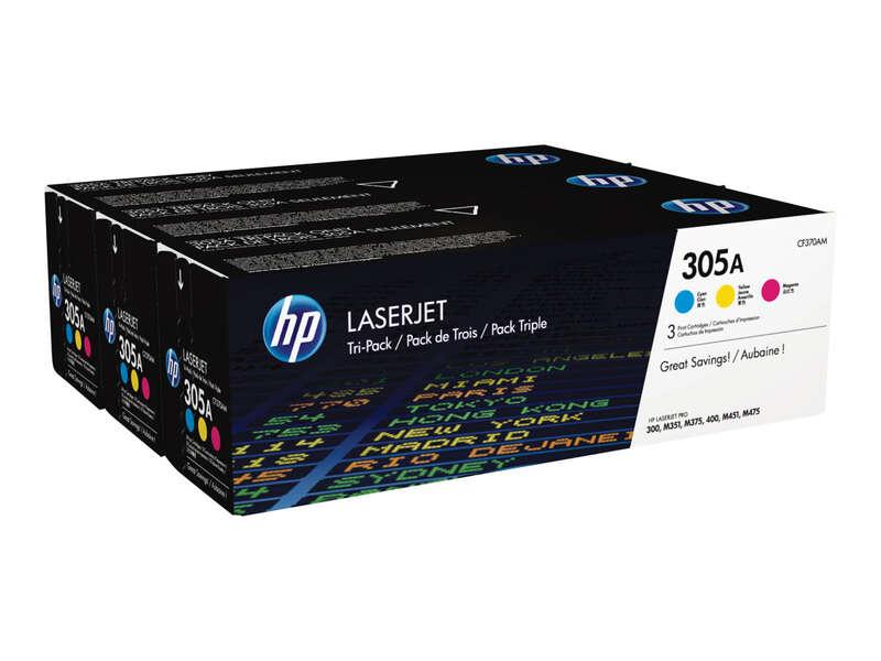 HP Confezione da 3 cartucce originali di toner ciano/magenta/giallo LaserJet 305A