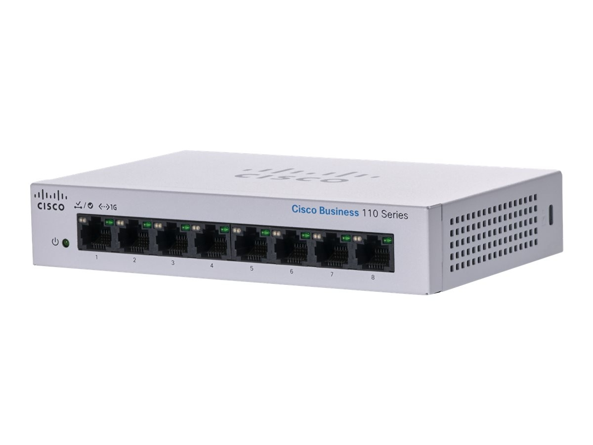 Cisco CBS110 Non gestito L2 Gigabit Ethernet [10/100/1000] Desktop Grigio (Cisco Business 110 Series 110-8T-D - Switch - unmana