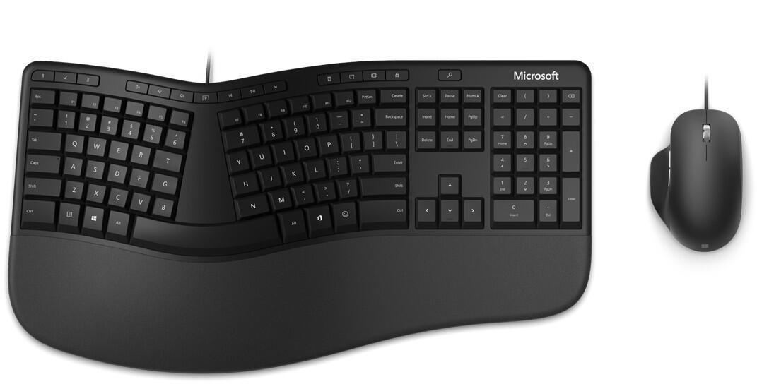 Microsoft Ergonomic Desktop tastiera Mouse incluso USB QWERTZ Tedesco Nero