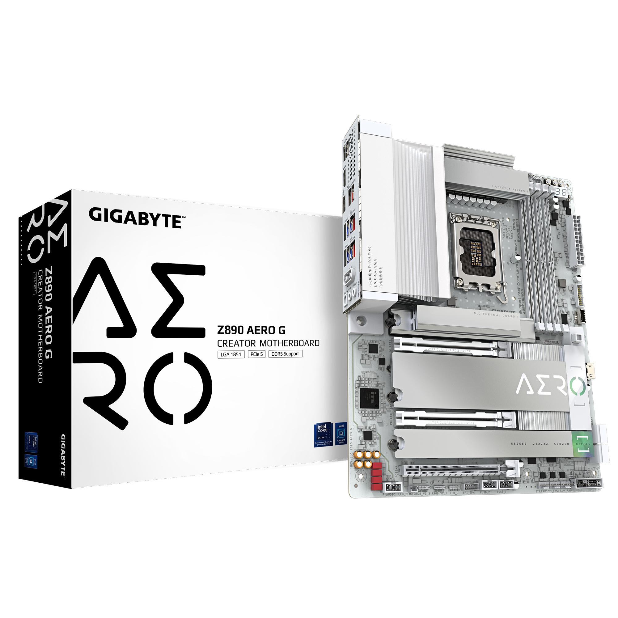 GIGABYTE Z890 AERO G Scheda Madre - Supporta CPU Intel Core Ultra (Serie 2) VRM a 1612 fasi fino a 8800MHz DDR5 (OC) 1xPCIe 5.0