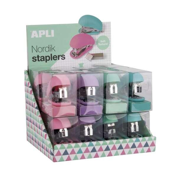 Cucitrice Apli Nordik Collection misura 63 mm Graffette N22/6-24/6 - Ogni cucitrice include 1.000 graffette argentate - Colori