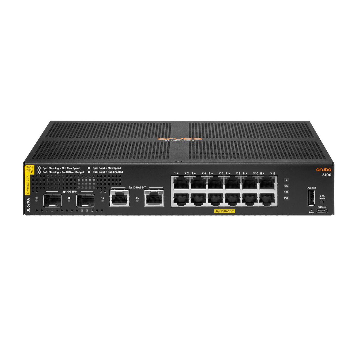 Aruba 6100 12G Class4 PoE 2G/2SFP+ 139W Switch