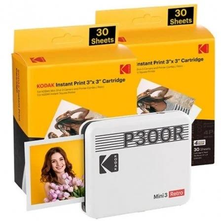 Confezione stampante fotografica portatile Kodak Mini 3 Retro Bluetooth 60 fogli di carta fotografica - Formato stampa 762x762
