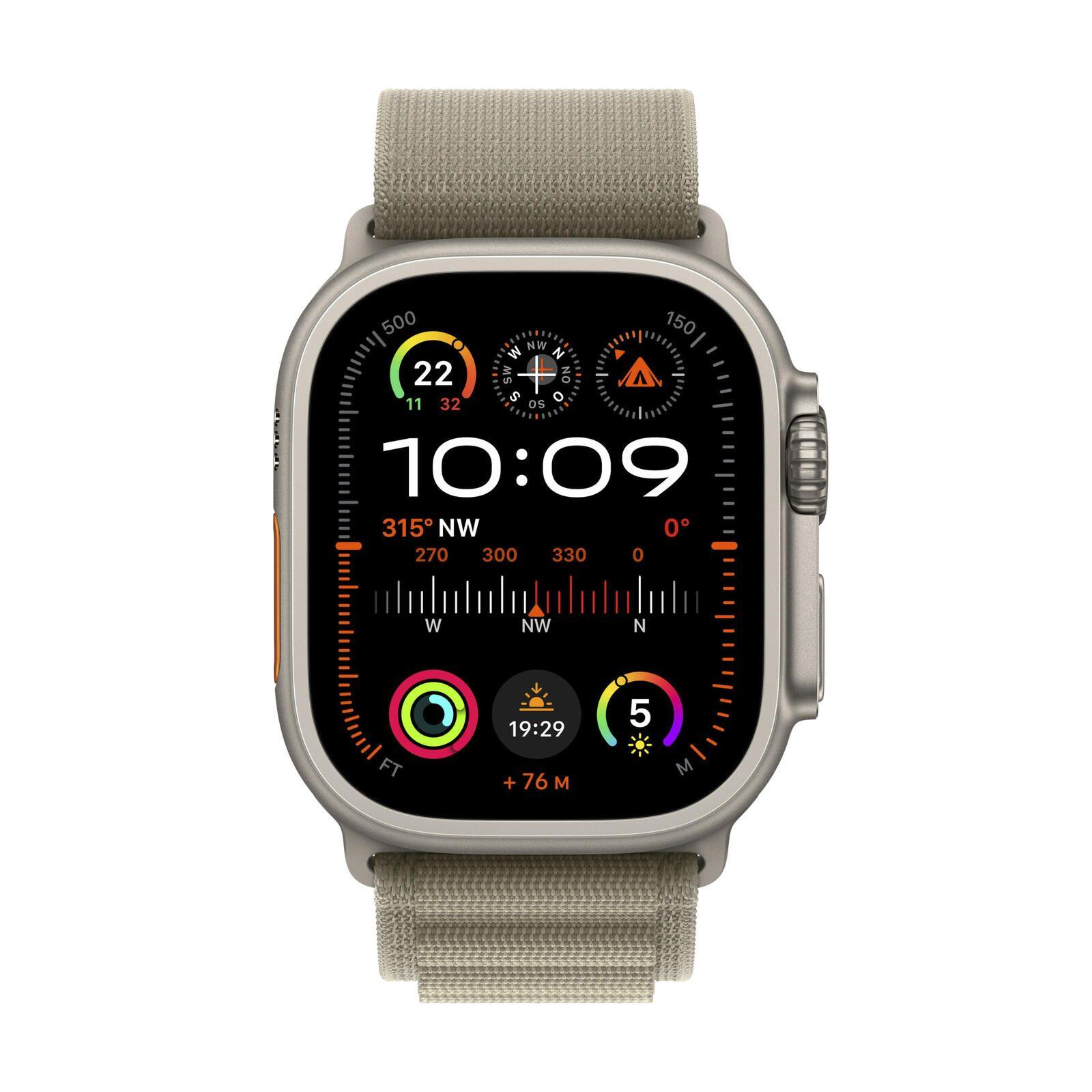 Apple Watch Ultra 2 Titanium Cellular 49 mm (Alpine Loop oliva) Medio