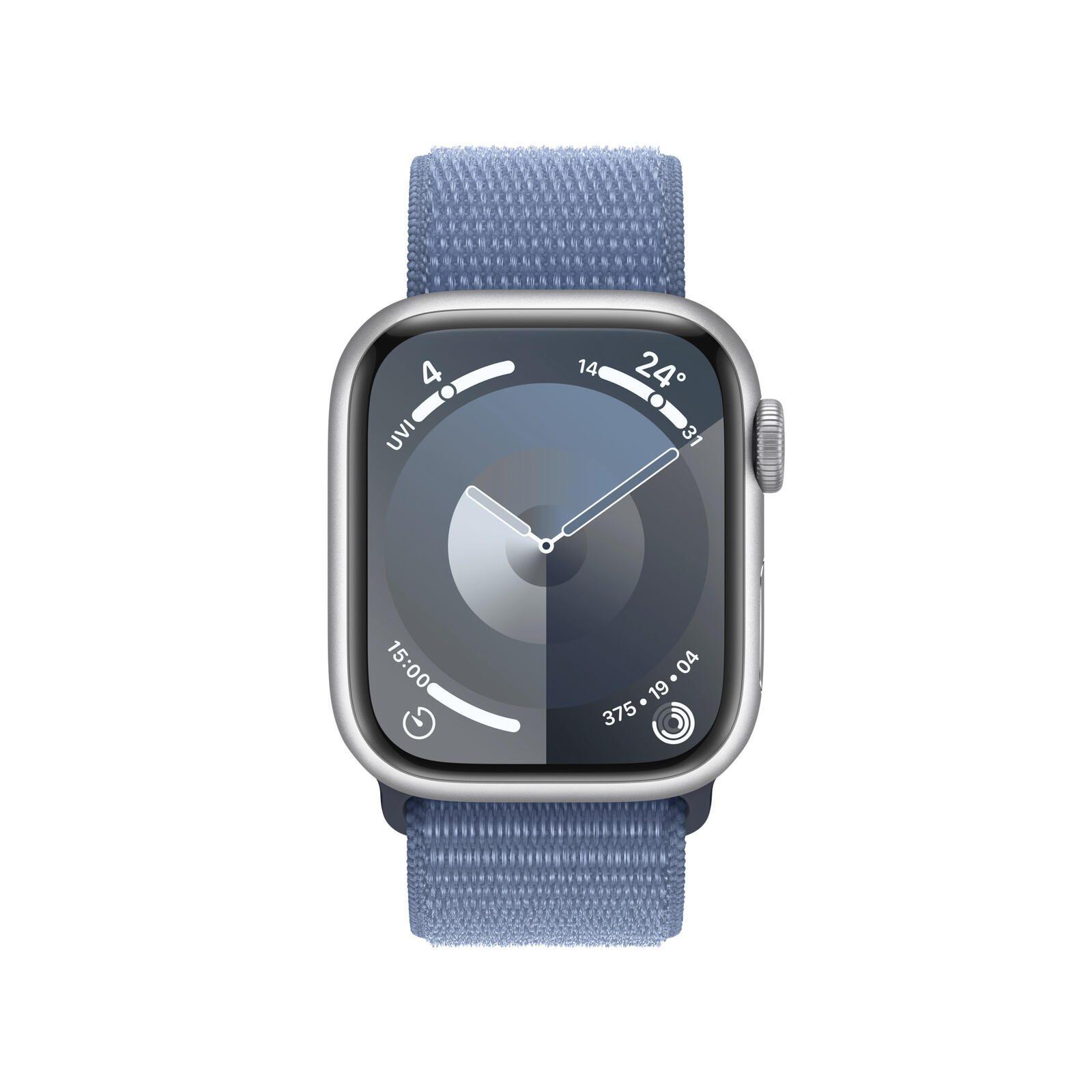 Apple Watch S9 Aluminium Cellular 45 mm Argento (Sport Loop blu invernale)