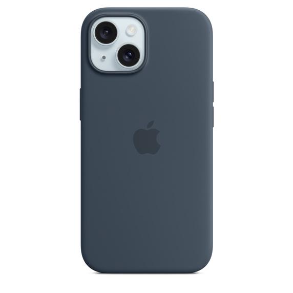 Custodia in silicone Apple con MagSafe per Apple iPhone 15 Plus, blu tempesta