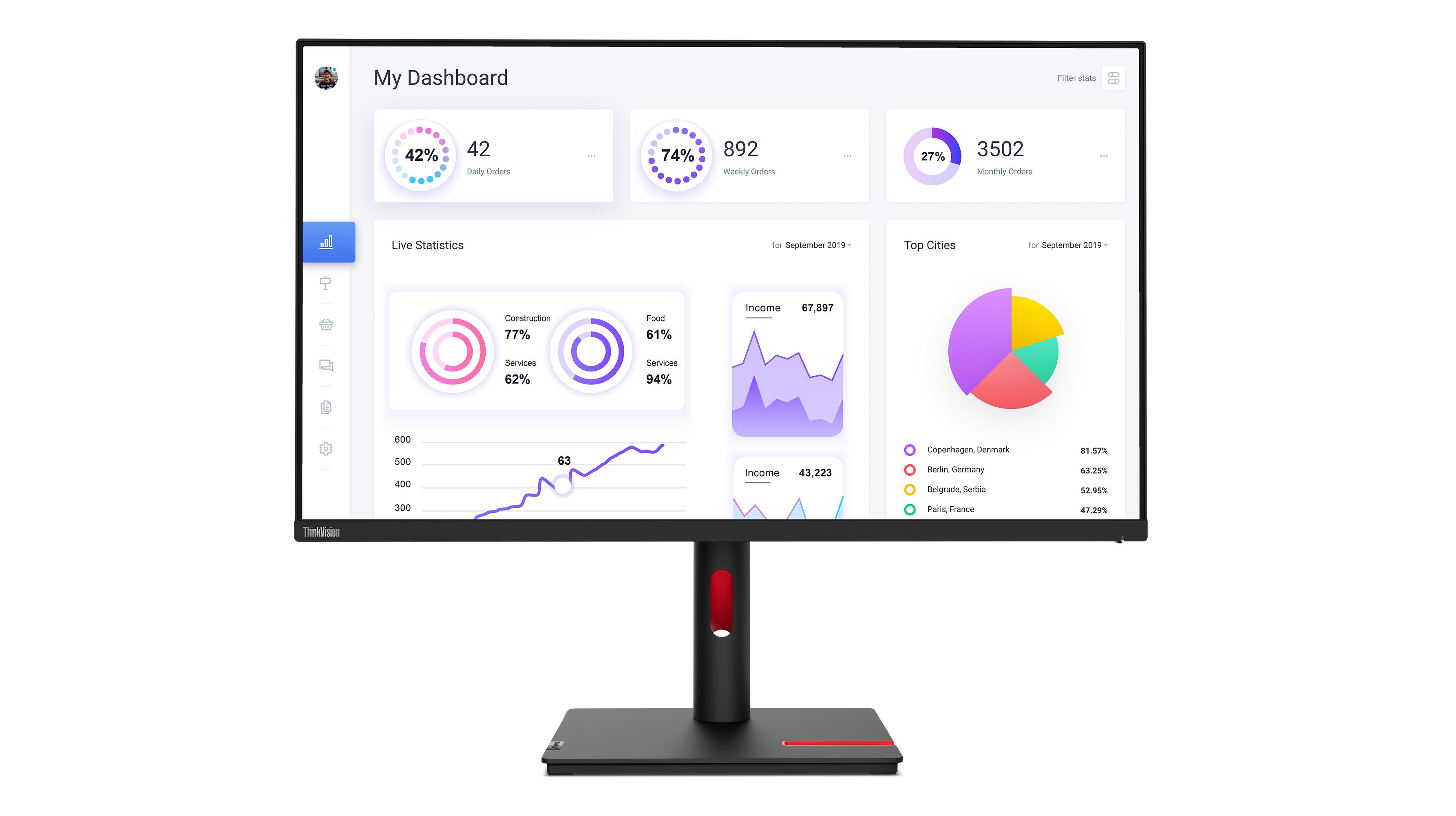 Lenovo ThinkVision T32p-30 LED display 80 cm (31.5") 3840 x 2160 Pixel 4K Ultra HD Nero