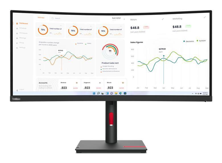 Lenovo ThinkVision T34w-30 LED display 86,4 cm (34") 3440 x 1440 Pixel Wide Quad HD Nero
