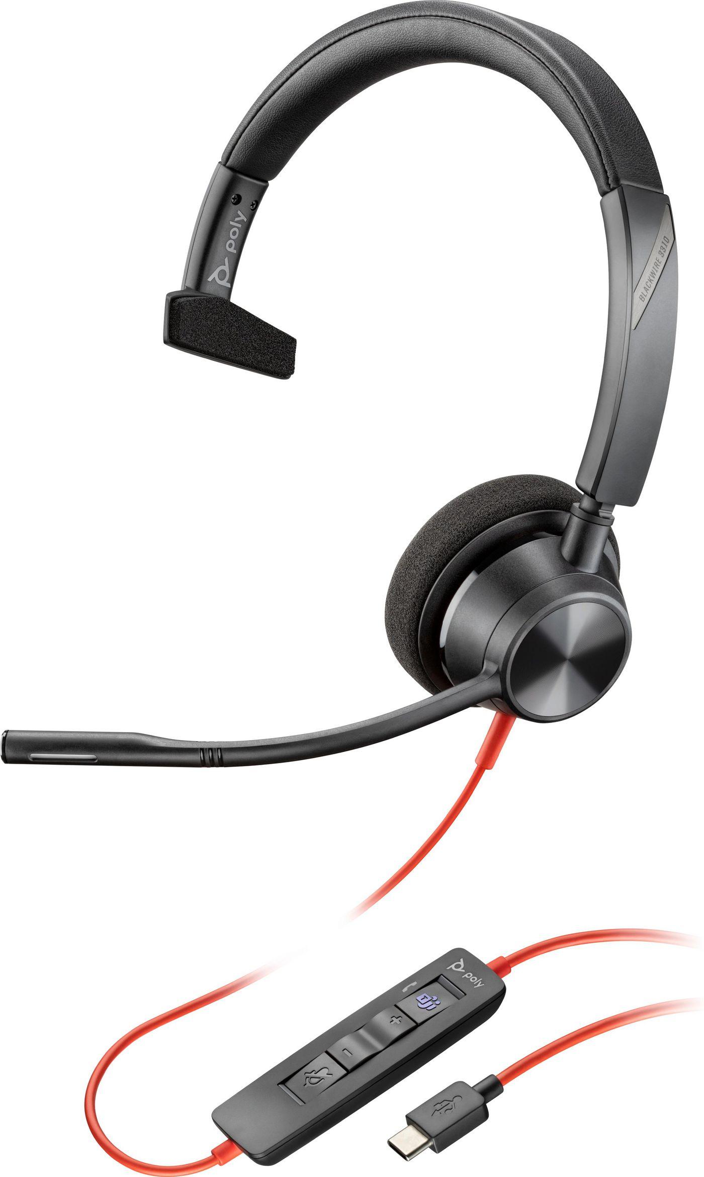 POLY Cuffie Blackwire 3310 certificate per Microsoft Teams + adattatore USB-C/A TAA