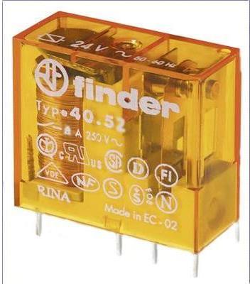 Finder Relè per circuiti stampati 24 V/AC 8 A 2 contatti di scambio 40.52.8.024.5000 1 pezzo (40.52.8.024.5000)