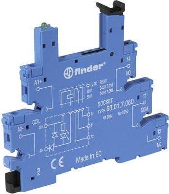 Zoccolo relè Finder con staffa di fissaggio con LED con circuito di soppressione dei disturbi EMC 1 pezzo 93.01.3.240 Serie 34