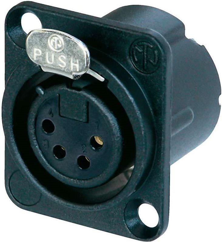 Socket flangia del connettore Neutrik XLR, contatti Polyous Numero dritto: 4 NC4FD-LX-B 1 Black (NC4FD-LX-B)