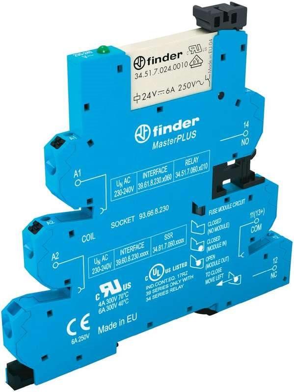 Finder MasterPlus Stretto relè di accoppiamento per Din Rail 39.61.8.230.0060 1 Wechsler 6 A 1 St. (39.61.8.230.0060)
