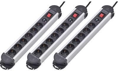 Renkforce 3 Strip Strizia di protezione da sovratensione del set 6 Contatto di protezione nera completa 614A-CMB-SX3 (614A-CMB-