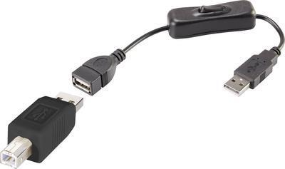 Renkforce Cavo USB USB 2.0 Plug USB-A, connettore USB-B 25,00 cm nero incl. Switch ON/ALD, contatti plug-in dorati (RF-3346618)