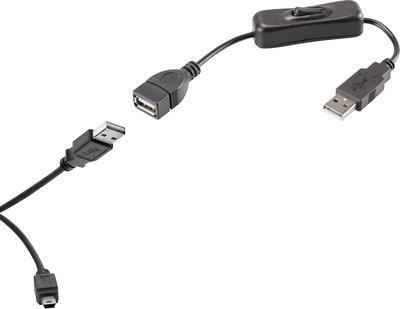 Connettore USB 2.0 USB 2.0 Renkforce, connettore USB-Mini-B 40,00 cm nero incl. Switch ON/ALSIVE, contatti di contatto placcati