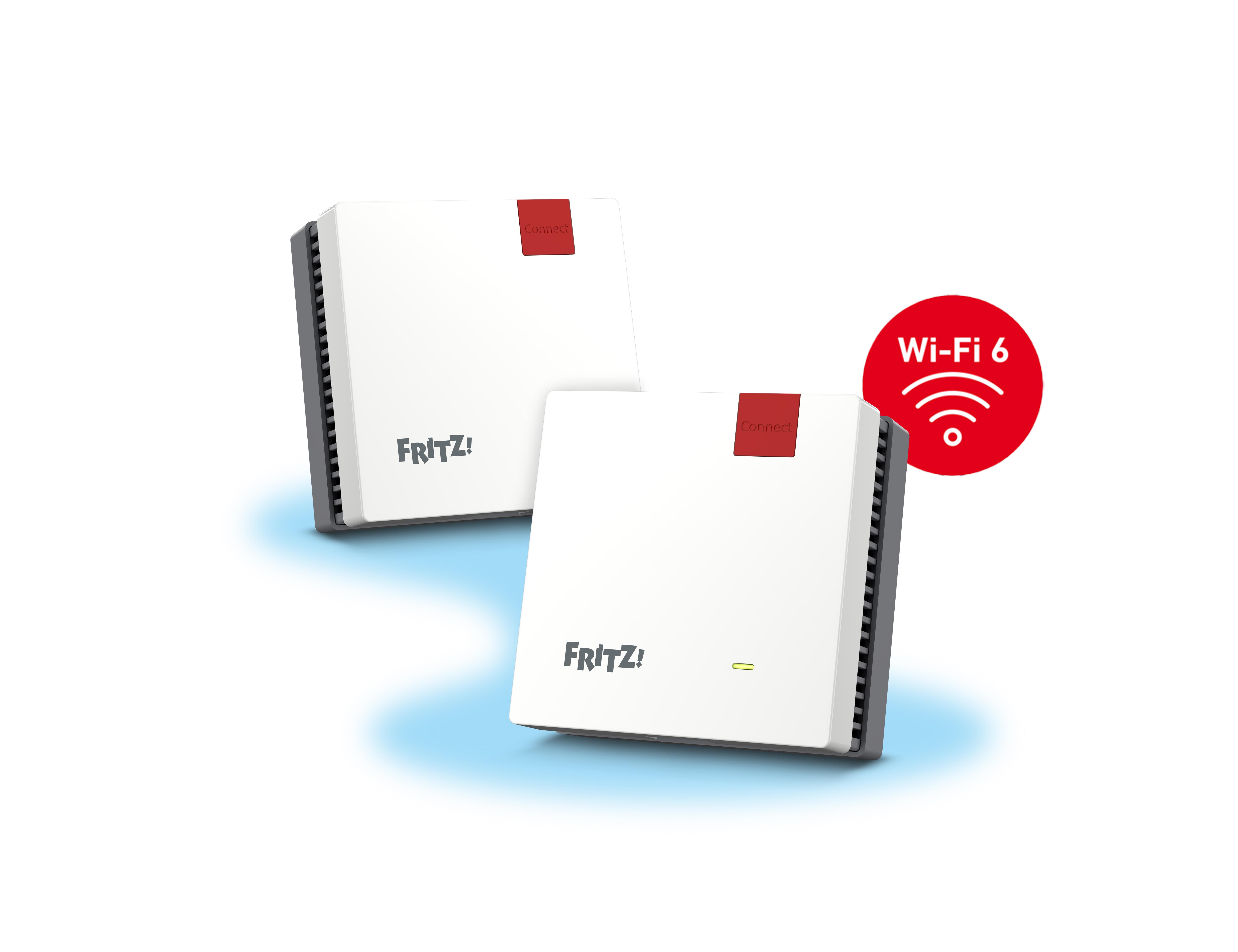 Mesh Set FRITZMESH SET 1600 2-PACK EDITION INTERNATIONAL Dual-band (2.4 GHz/5 GHz) Wi-Fi 6 (802.11ax) Rosso, Bianco Interno