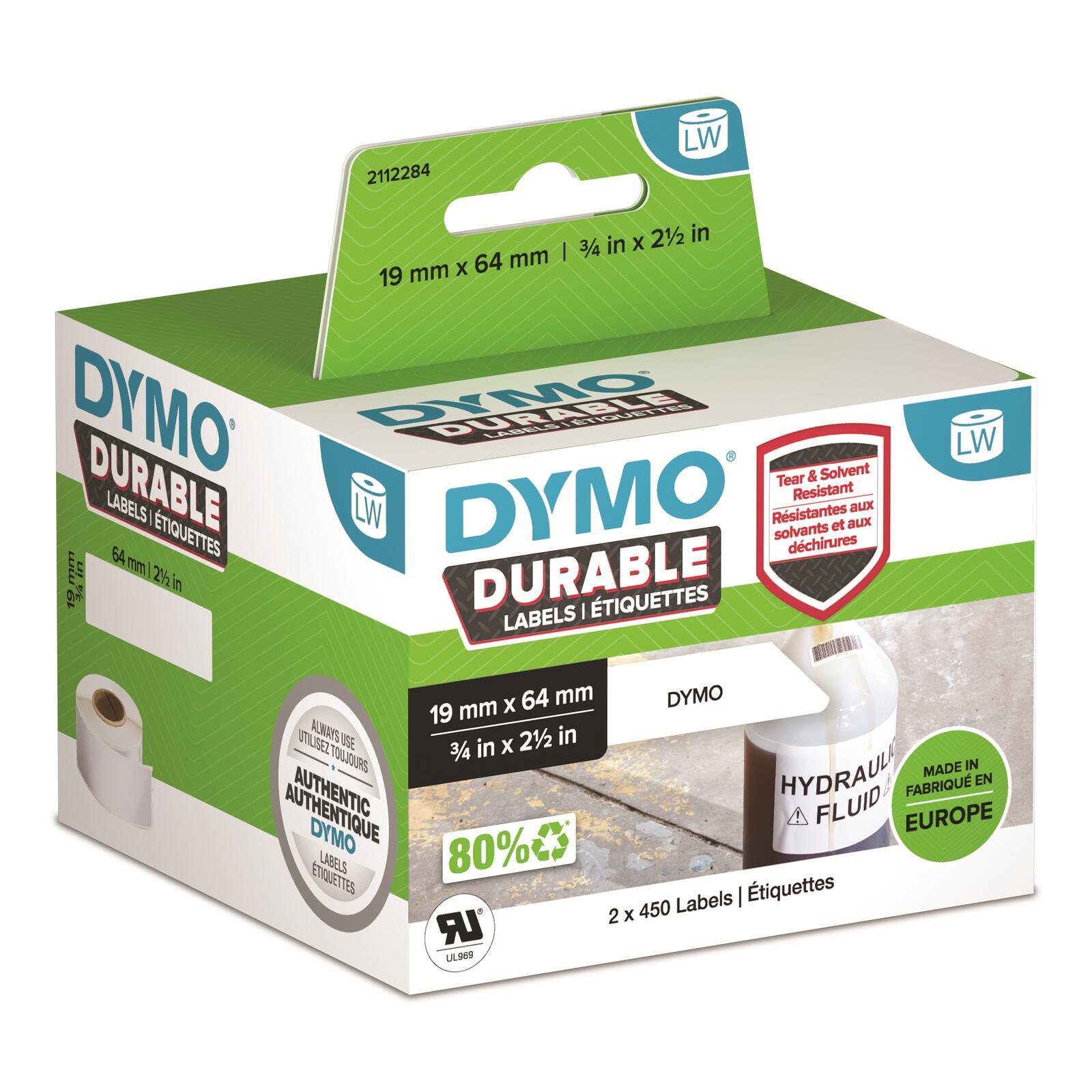 DYMO 2112284 etichetta per stampante Bianco Etichetta per stampante autoadesiva (Dymo 2112284 LW Durable Barcode label 19mm x 6