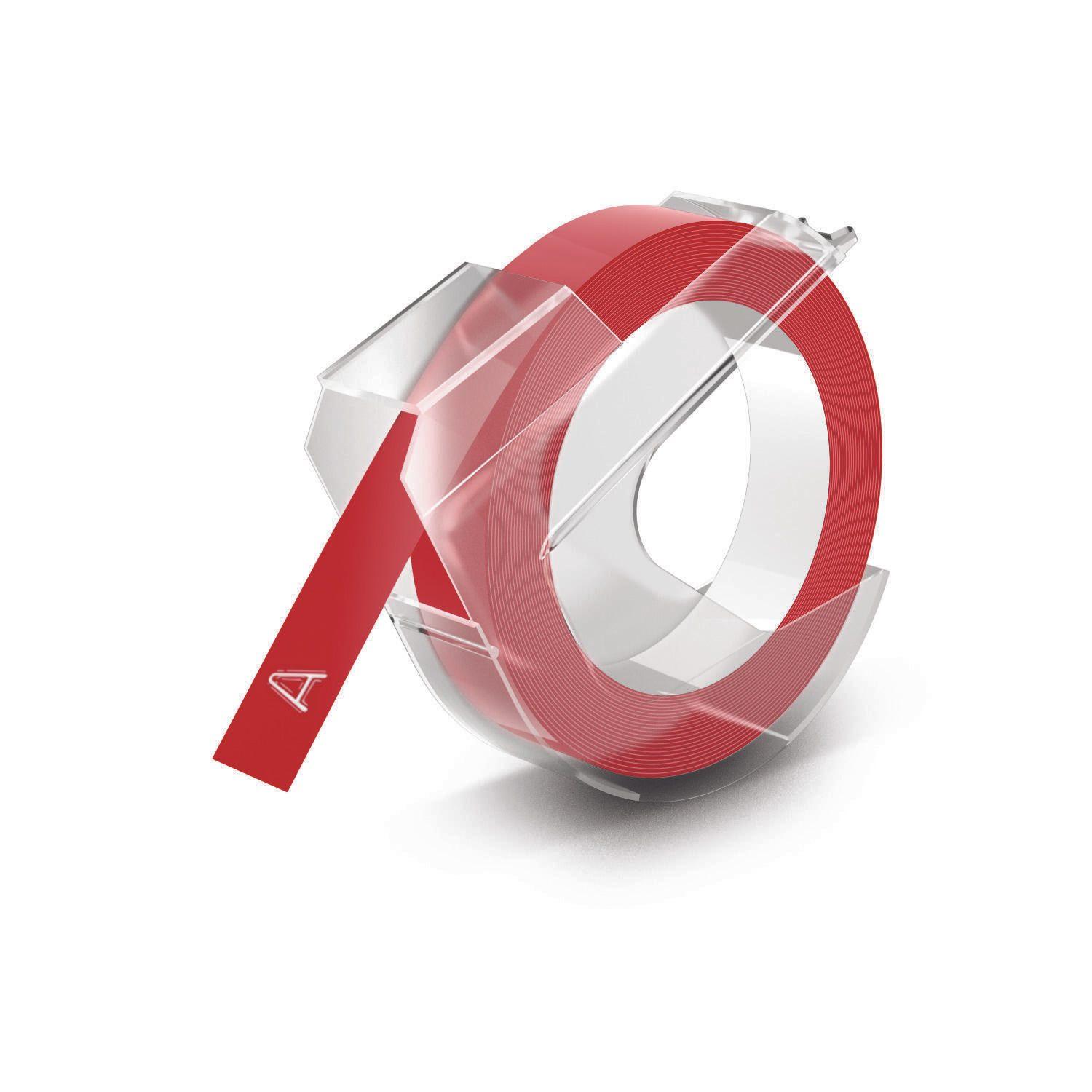 Dymo Pres Band originale per Omega e Junior Plastic 9mm x 3M Plastic - Felice rosso