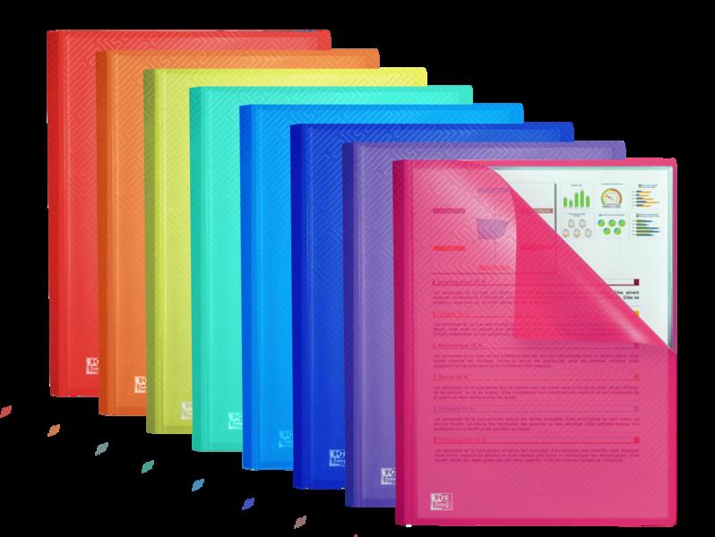 Cartella con buste saldate Oxford Urban A4 - Copertina in plastica traslucida - 20 buste - Colori assortiti