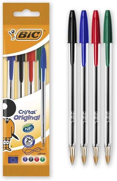 Confezione originale penna a sfera in cristallo BIC - punta rotonda da 10 mm - corsa da 04 mm - getto d'inchiostro a base di ol