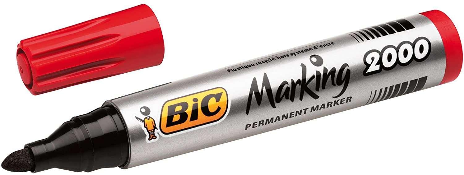 MARCATORE PERMANENTE BIC 2000 ECOLUTIONS - PUNTA 495 mm - Inkjet a base alcolica - Ecologico - Rilascio rapido - colore rosso
